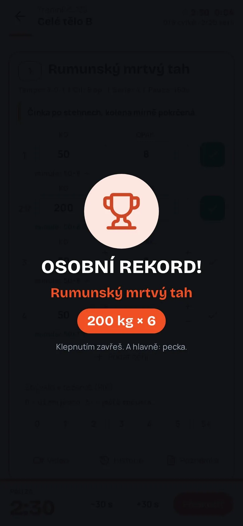 Oslava osobního rekordu v appce